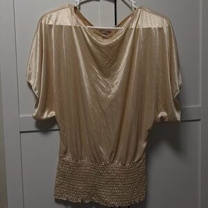 Body Central Shimmery Champagne Blouson Top